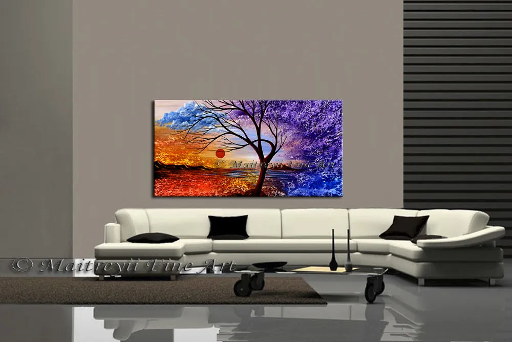 Large Landscape artwork Oil Painting on Canvas - Modern Wall Blissful Sunrise 4