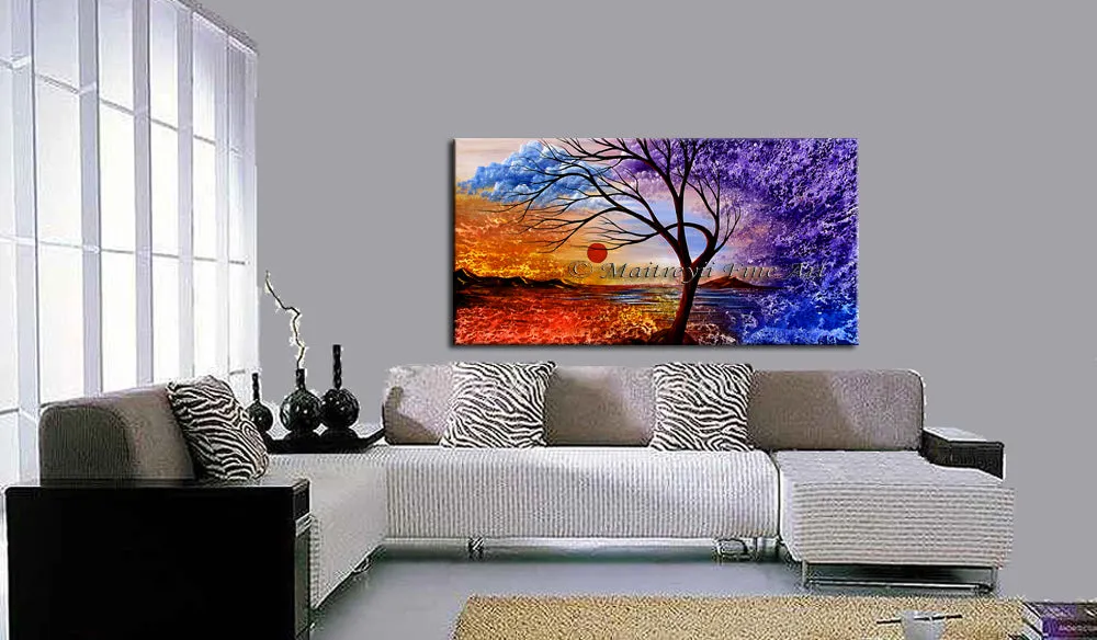 Large Landscape artwork Oil Painting on Canvas - Modern Wall Blissful Sunrise 4