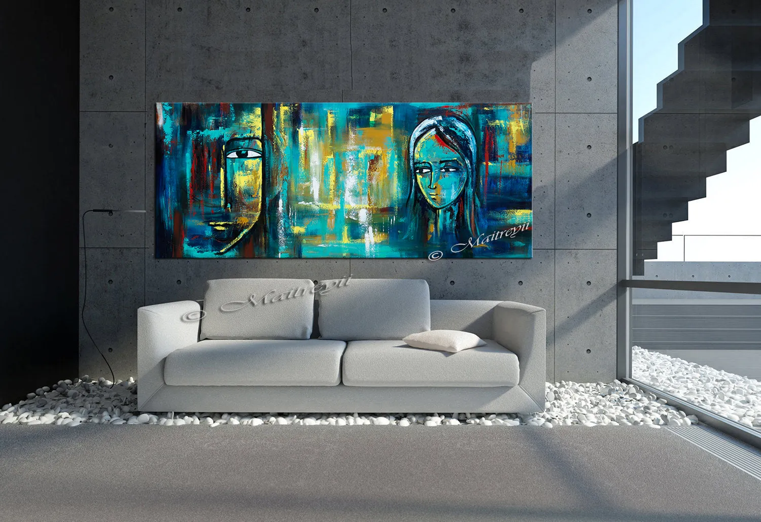 Large Modern Art Oil Painting on Canvas Modern Wall Art Figurative - Divine Love 5