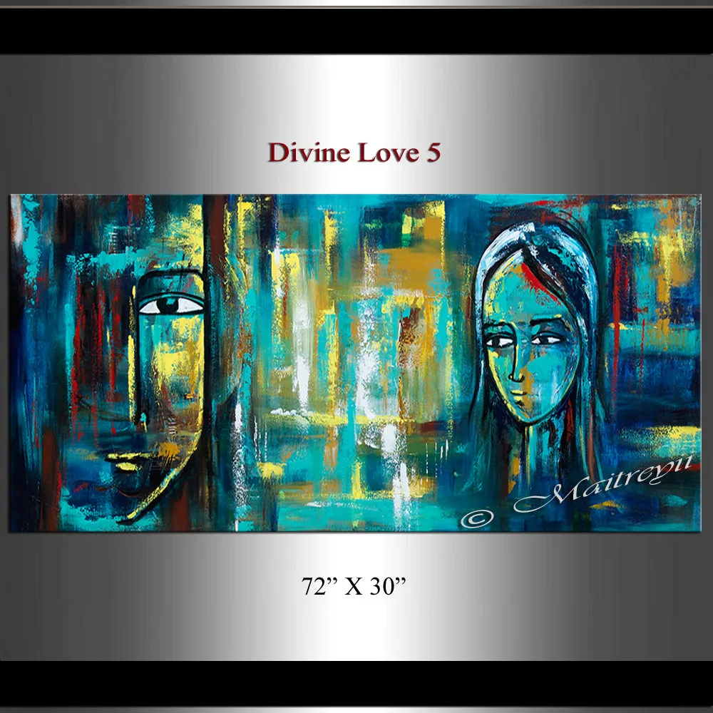 Large Modern Art Oil Painting on Canvas Modern Wall Art Figurative - Divine Love 5