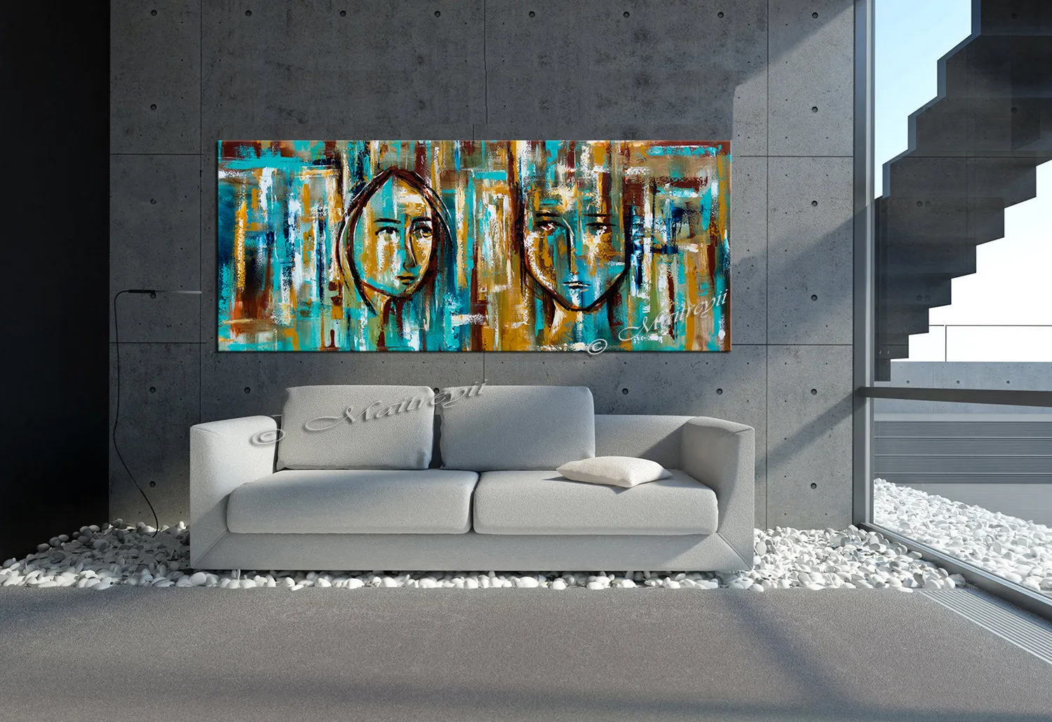 Large Modern Art Oil Painting on Canvas Modern Wall Art Figurative - Divine Love 7