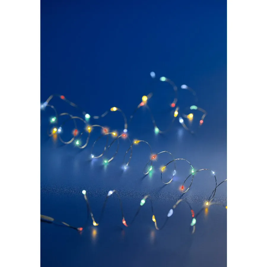 Lumineo 60 Multi Coloured Micro LED Battery Wire String Lights (2.95m)