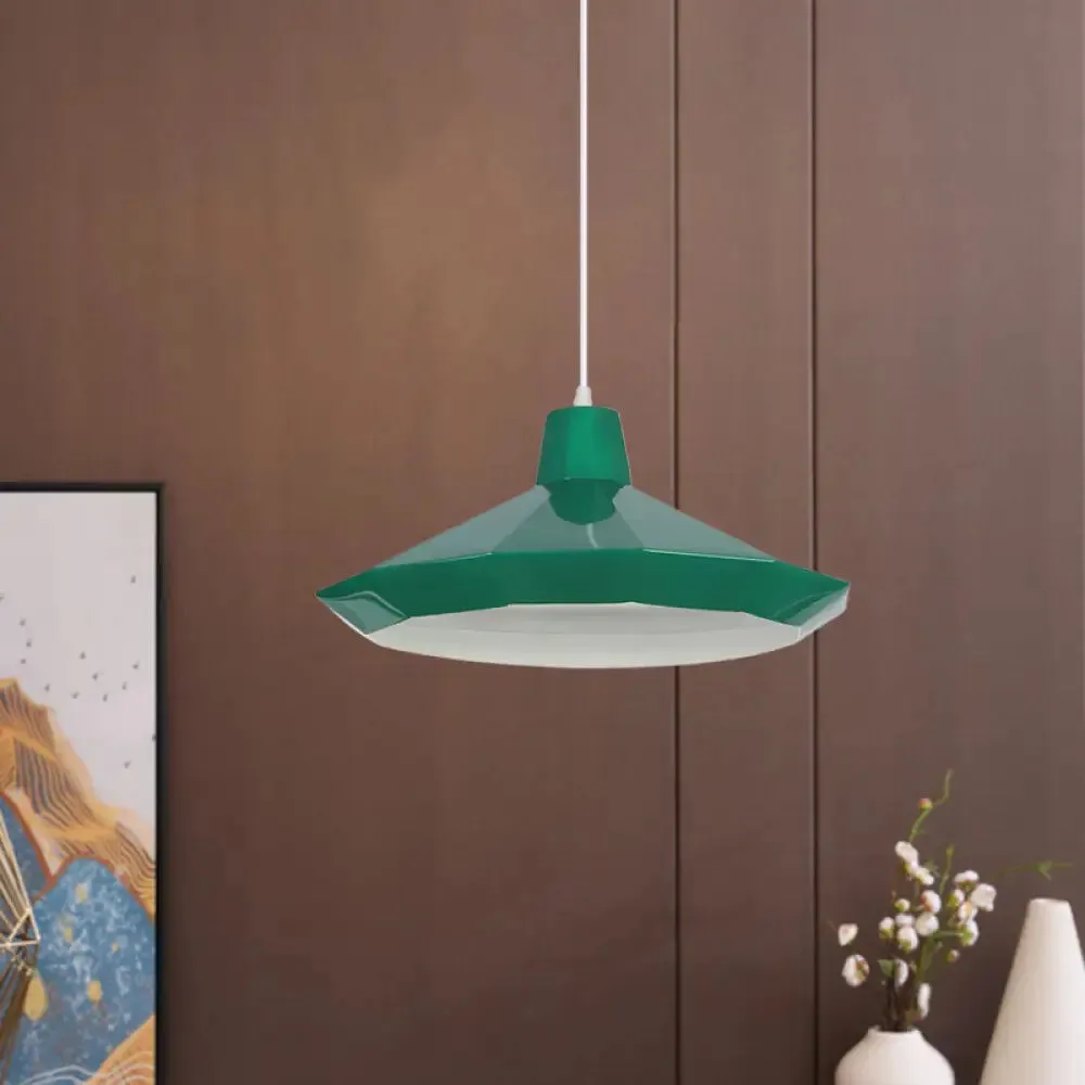 Macaron Yellow/Blue/Green Pendant Light Kit - 1-Light Hanging Lamp with Stylish Iron Shade Options