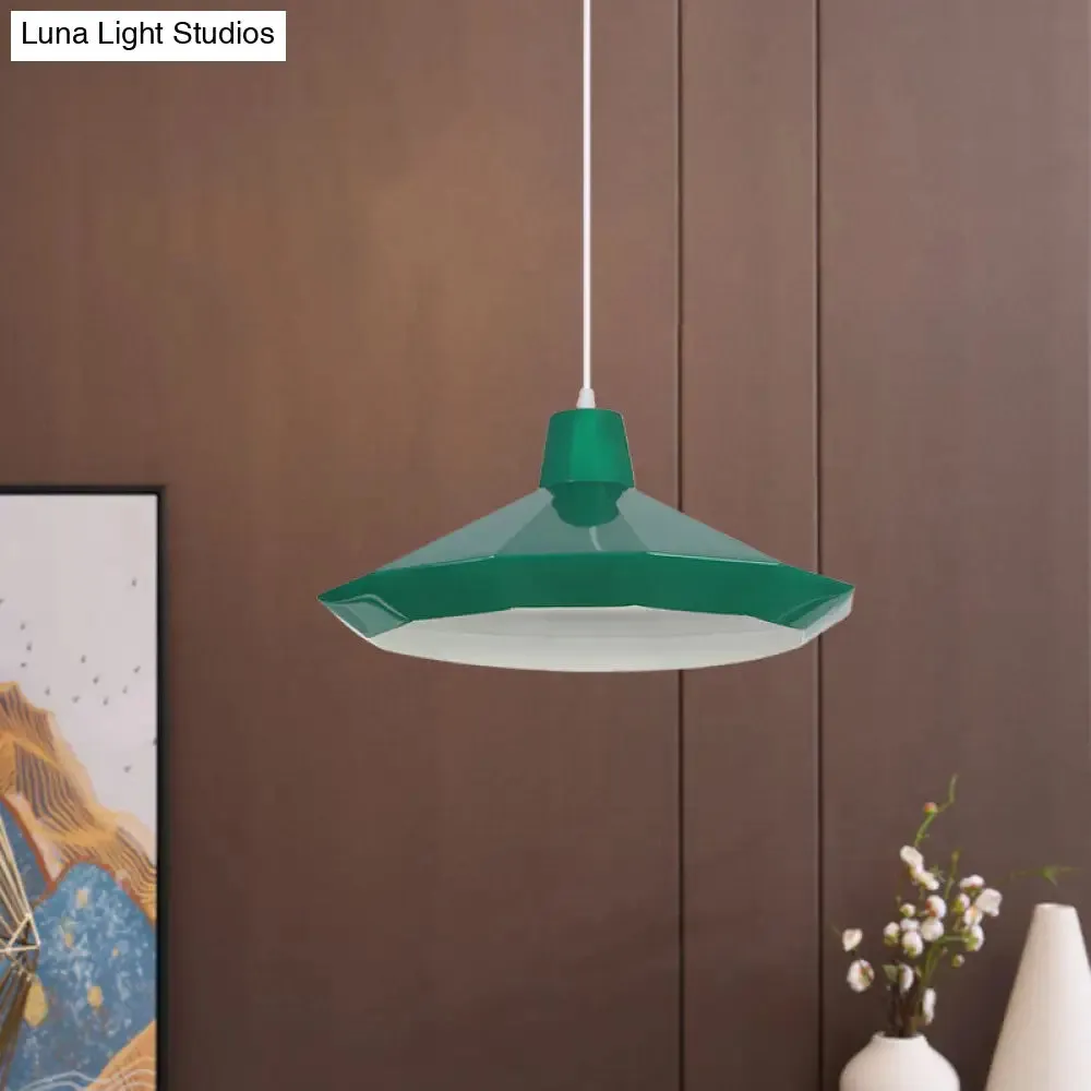 Macaron Yellow/Blue/Green Pendant Light Kit - 1-Light Hanging Lamp with Stylish Iron Shade Options