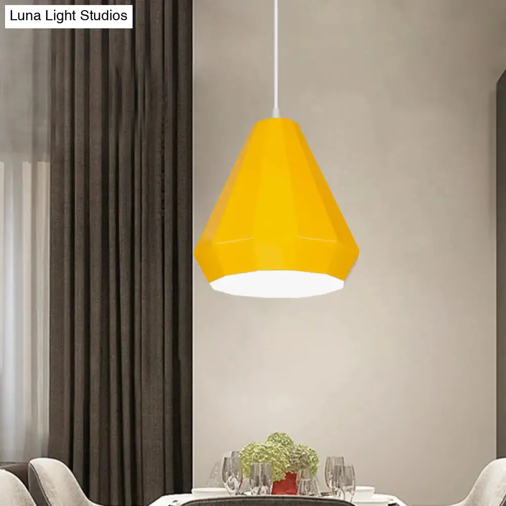 Macaron Yellow/Blue/Green Pendant Light Kit - 1-Light Hanging Lamp with Stylish Iron Shade Options