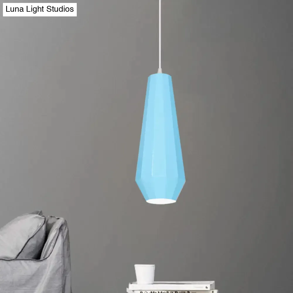 Macaron Yellow/Blue/Green Pendant Light Kit - 1-Light Hanging Lamp with Stylish Iron Shade Options