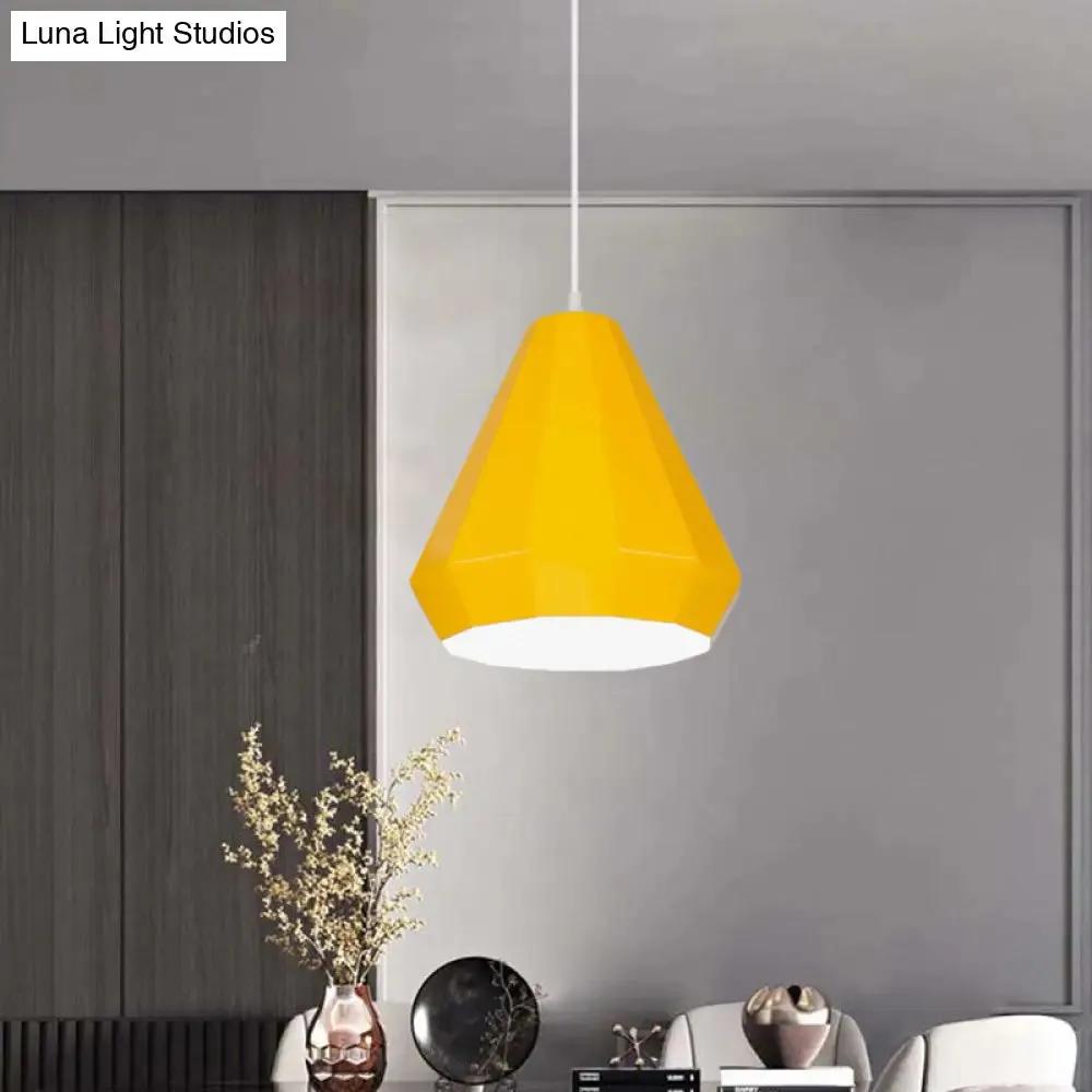 Macaron Yellow/Blue/Green Pendant Light Kit - 1-Light Hanging Lamp with Stylish Iron Shade Options