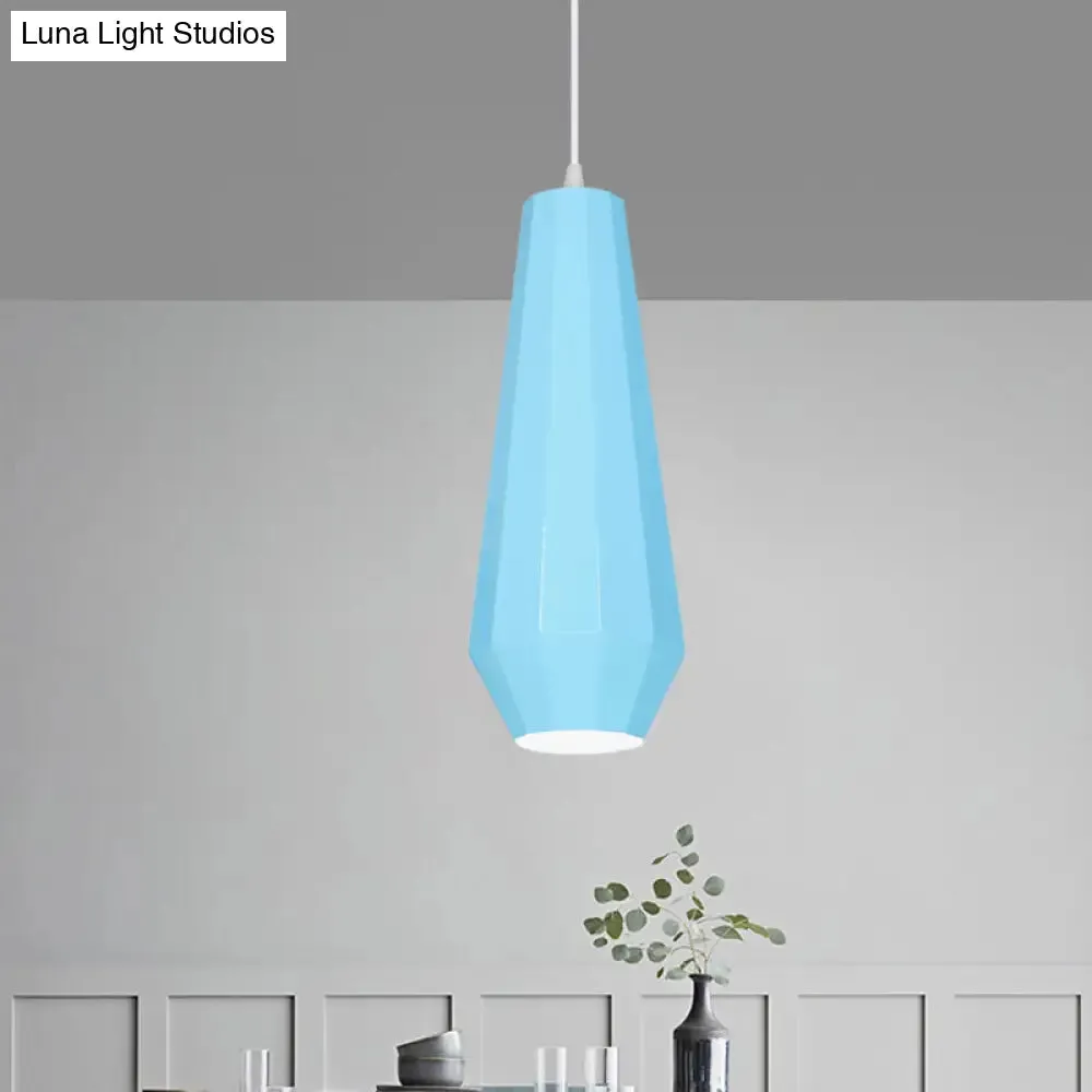 Macaron Yellow/Blue/Green Pendant Light Kit - 1-Light Hanging Lamp with Stylish Iron Shade Options