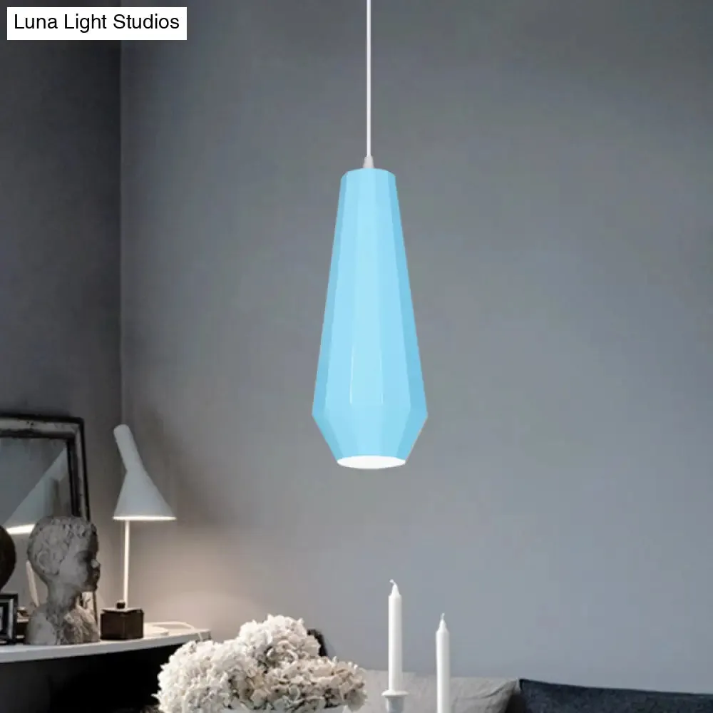 Macaron Yellow/Blue/Green Pendant Light Kit - 1-Light Hanging Lamp with Stylish Iron Shade Options