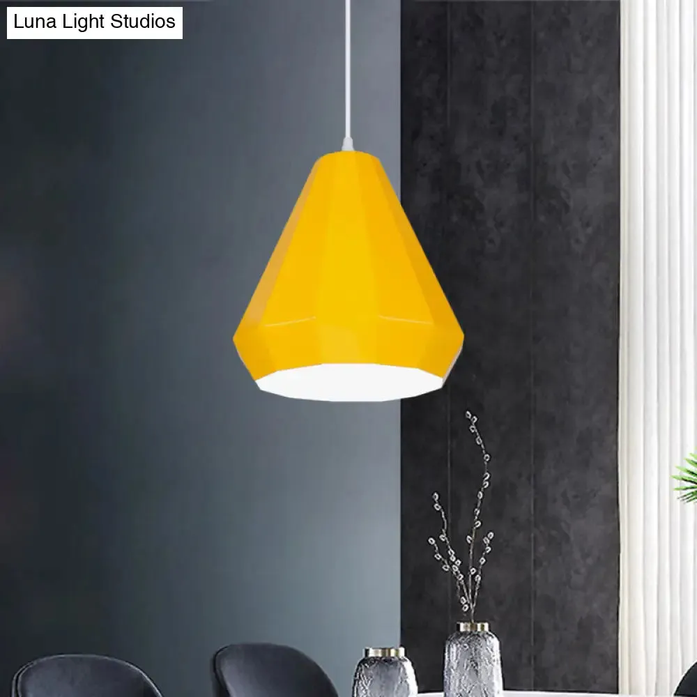 Macaron Yellow/Blue/Green Pendant Light Kit - 1-Light Hanging Lamp with Stylish Iron Shade Options