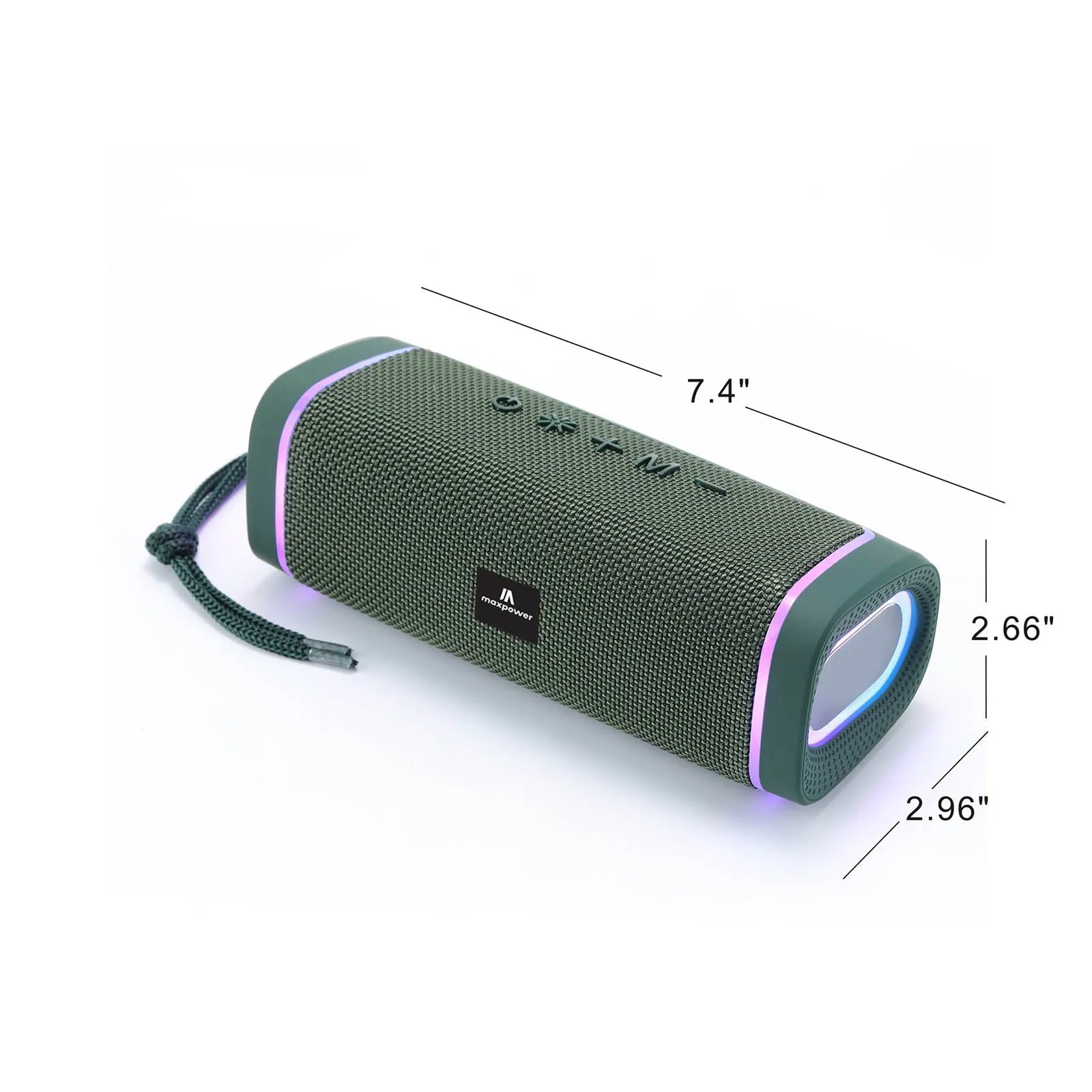 Max Power Water Resistant & Dust Proof Bluetooth Speaker W/ LED Lights - Green