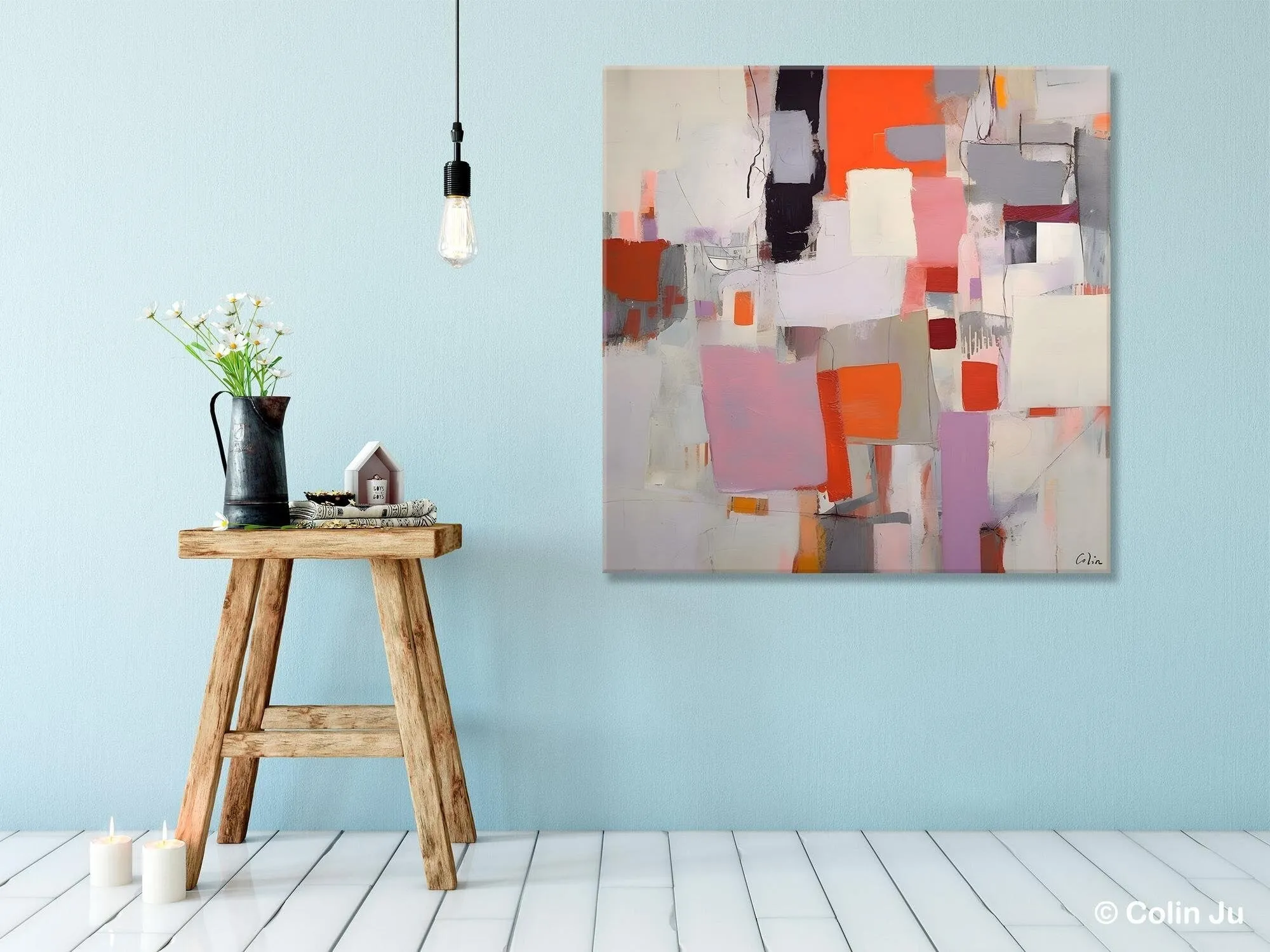 Modern Acrylic Artwork, Original Modern Paintings, Contemporary Canvas Art, Heavy Texture Canvas Art, Large Abstract Painting for Bedroom