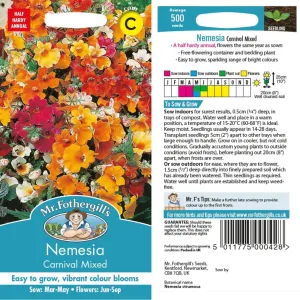 Mr Fothergill's Nemesia Carnival Mixed Seeds