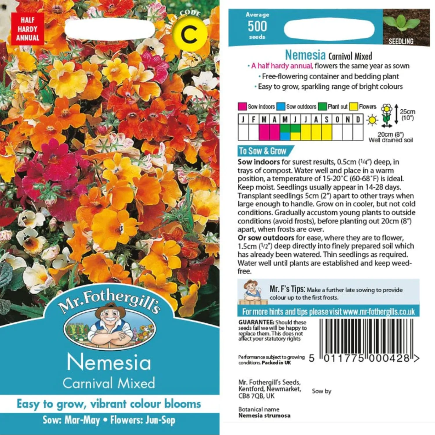 Mr Fothergill's Nemesia Carnival Mixed Seeds