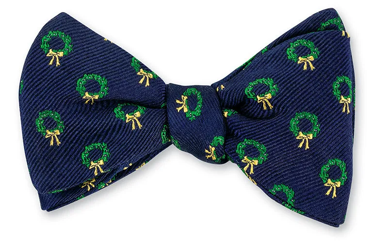 Navy Woven Wreaths Bow Tie - B3894