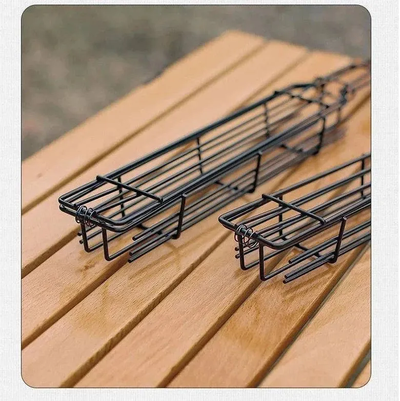 Outdoor Wooden Handle Barbecue Cage Camping Meat and Vegetable Barbecue Net Rack Picnic Barbecue Tools