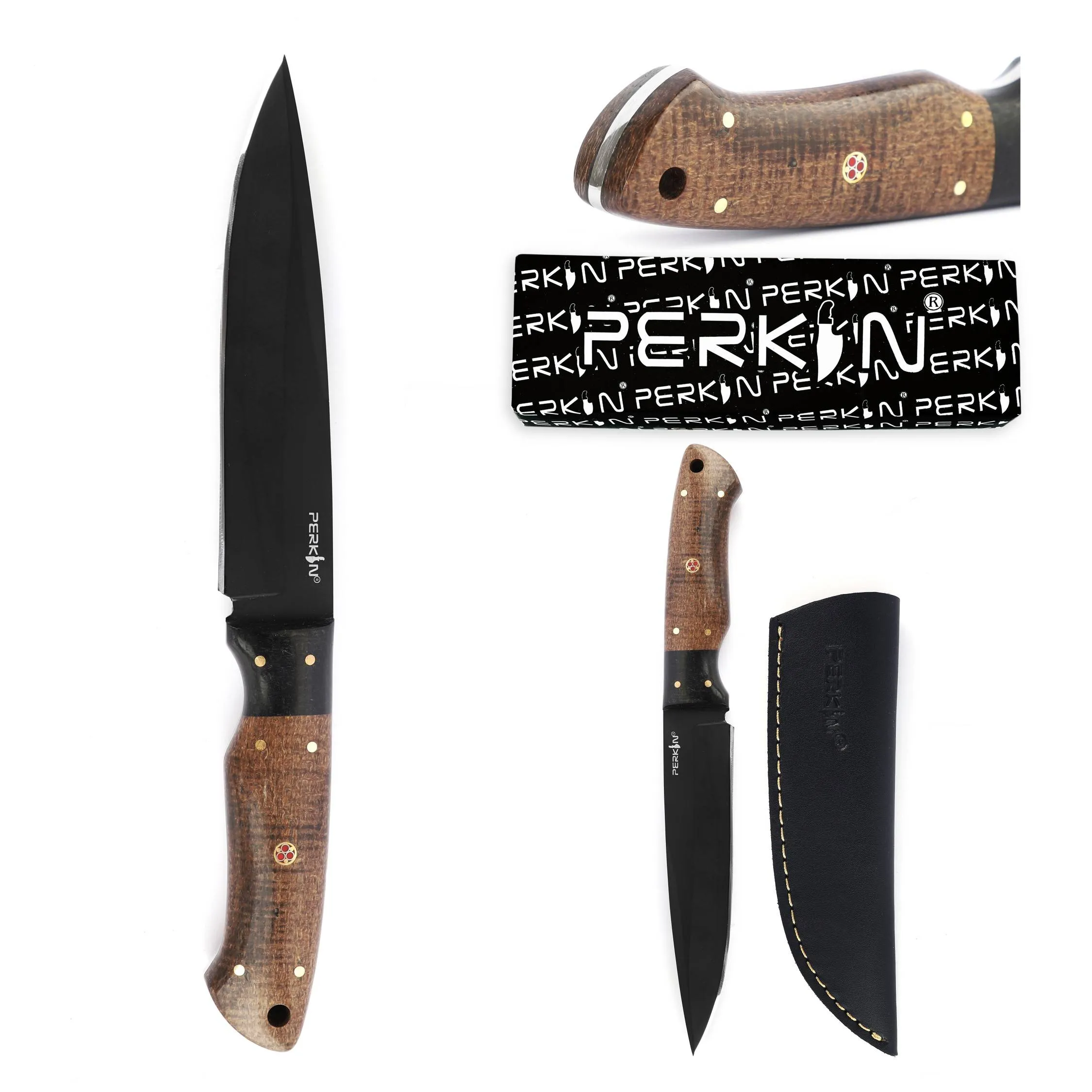 Perkin Hunting Knife With with Leather Sheath Full Tang Fixed Blade Hunting Knife - HUNTER76