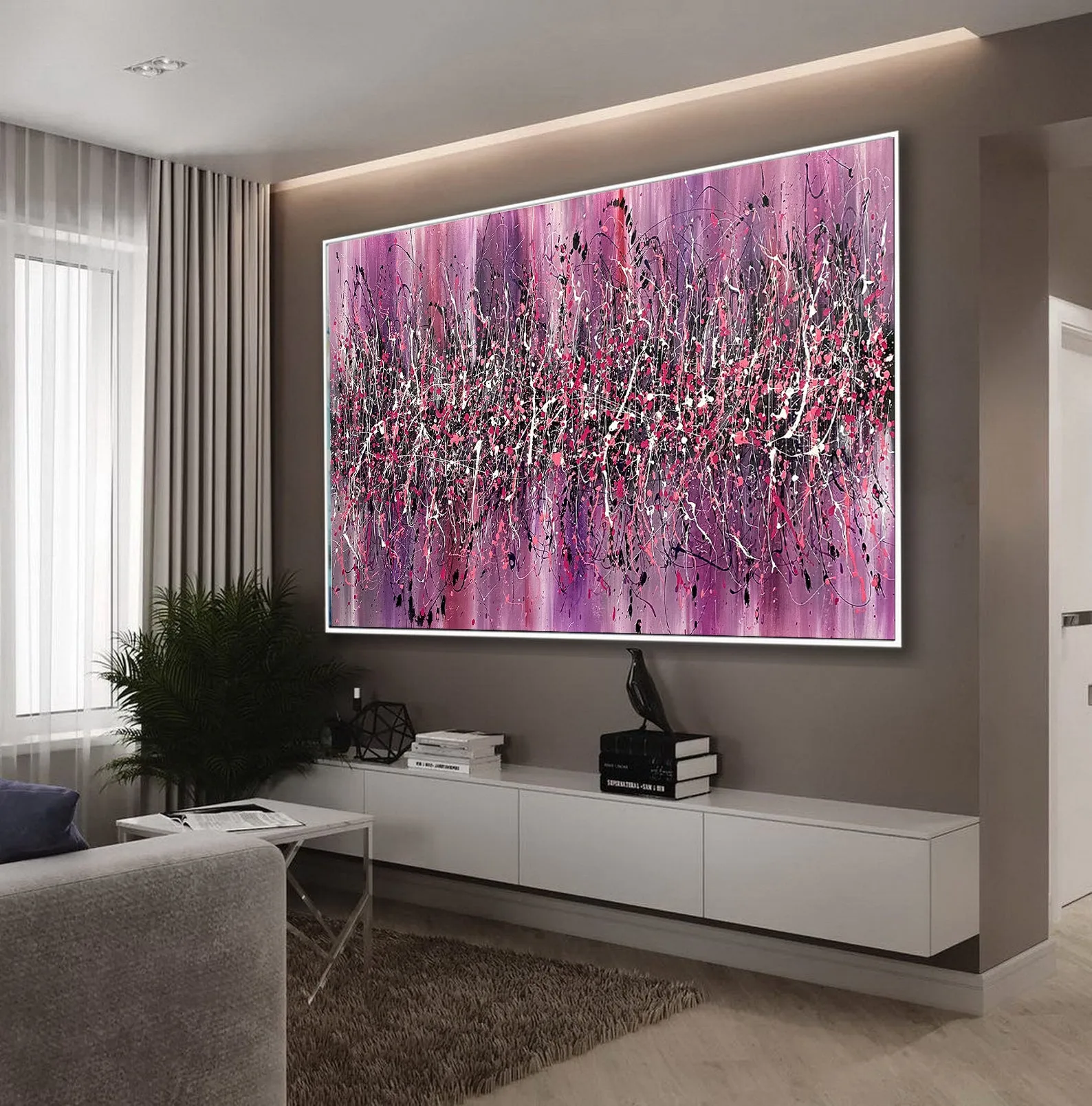 Pink Wall Art | Jackson Pollock Style | Paintings | LargeModernArt - Beauty of Bridge 18