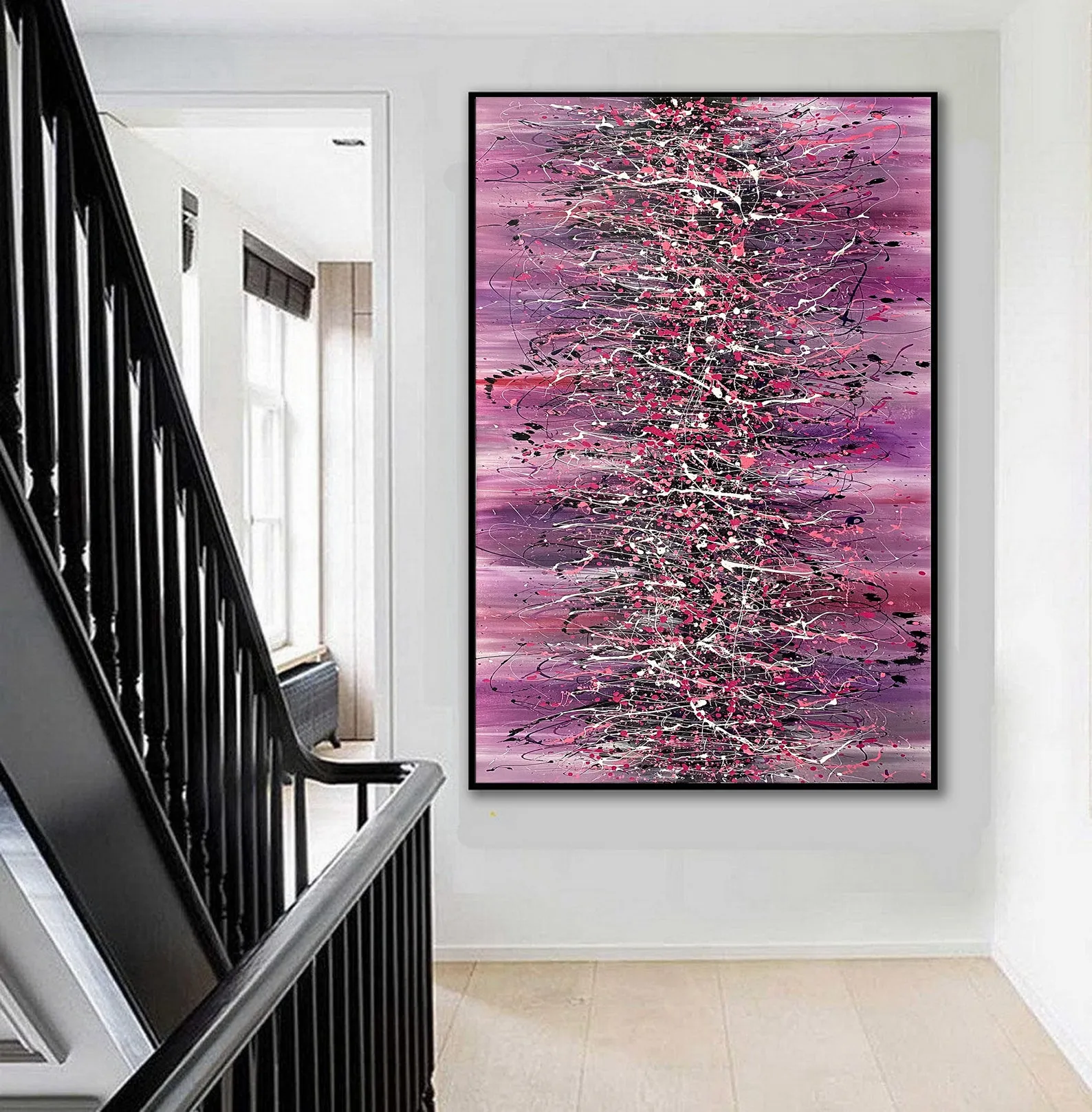 Pink Wall Art | Jackson Pollock Style | Paintings | LargeModernArt - Beauty of Bridge 18