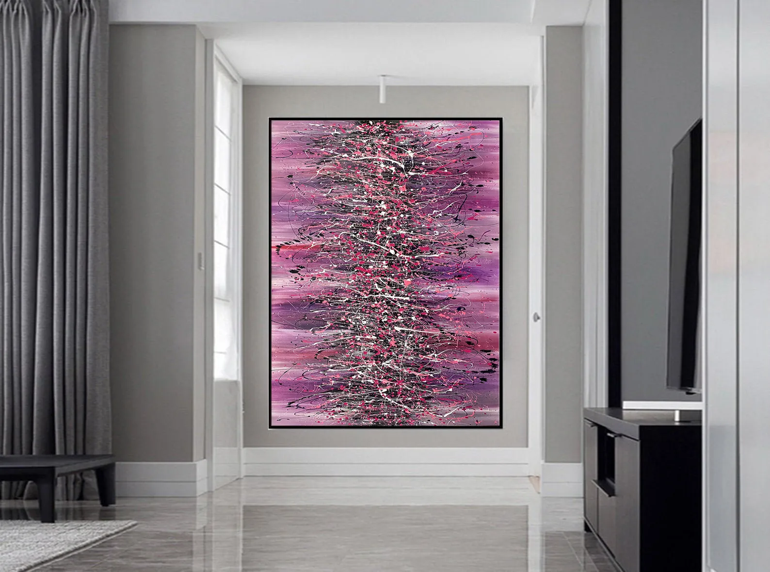 Pink Wall Art | Jackson Pollock Style | Paintings | LargeModernArt - Beauty of Bridge 18