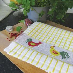 Poli-Dri Yellow Chickens Cotton Jacquard Tea Towel