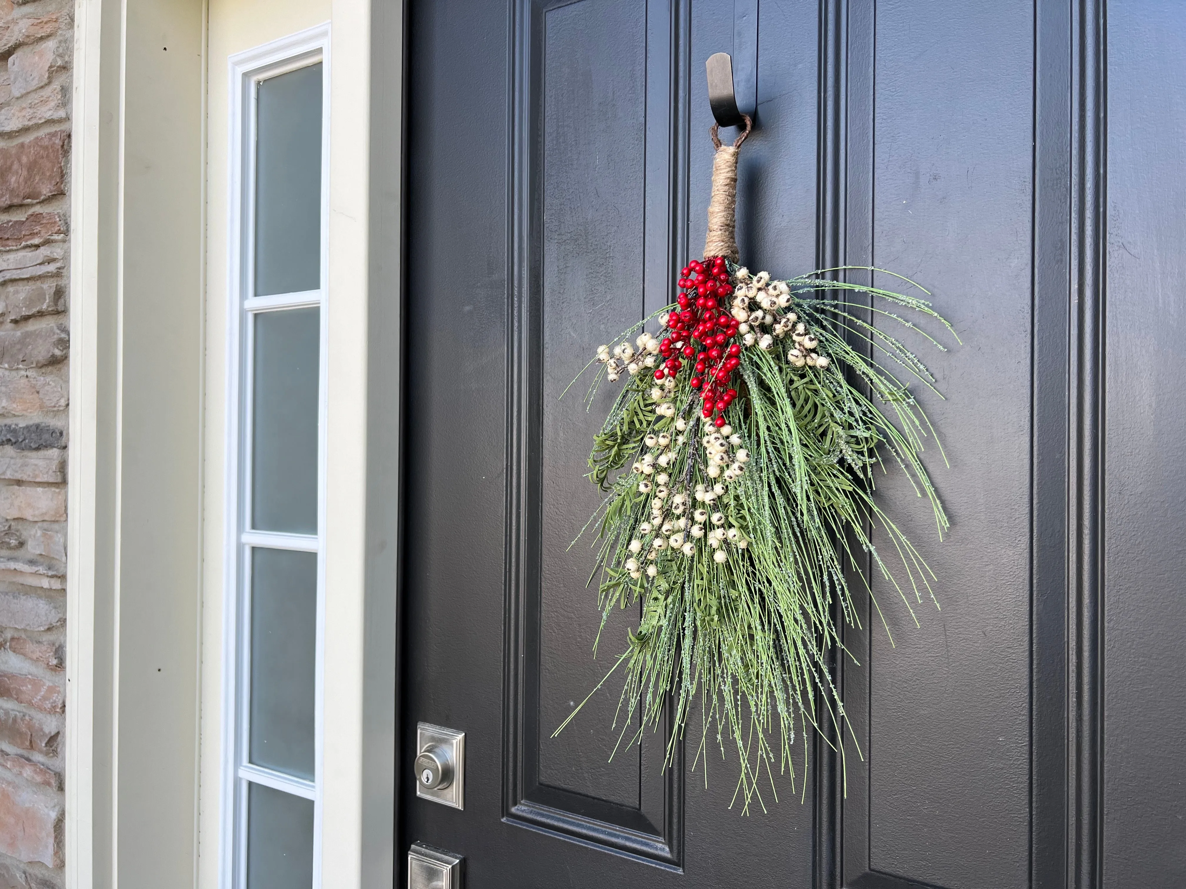 Red and White Berry Cascade Door Swag for Christmas