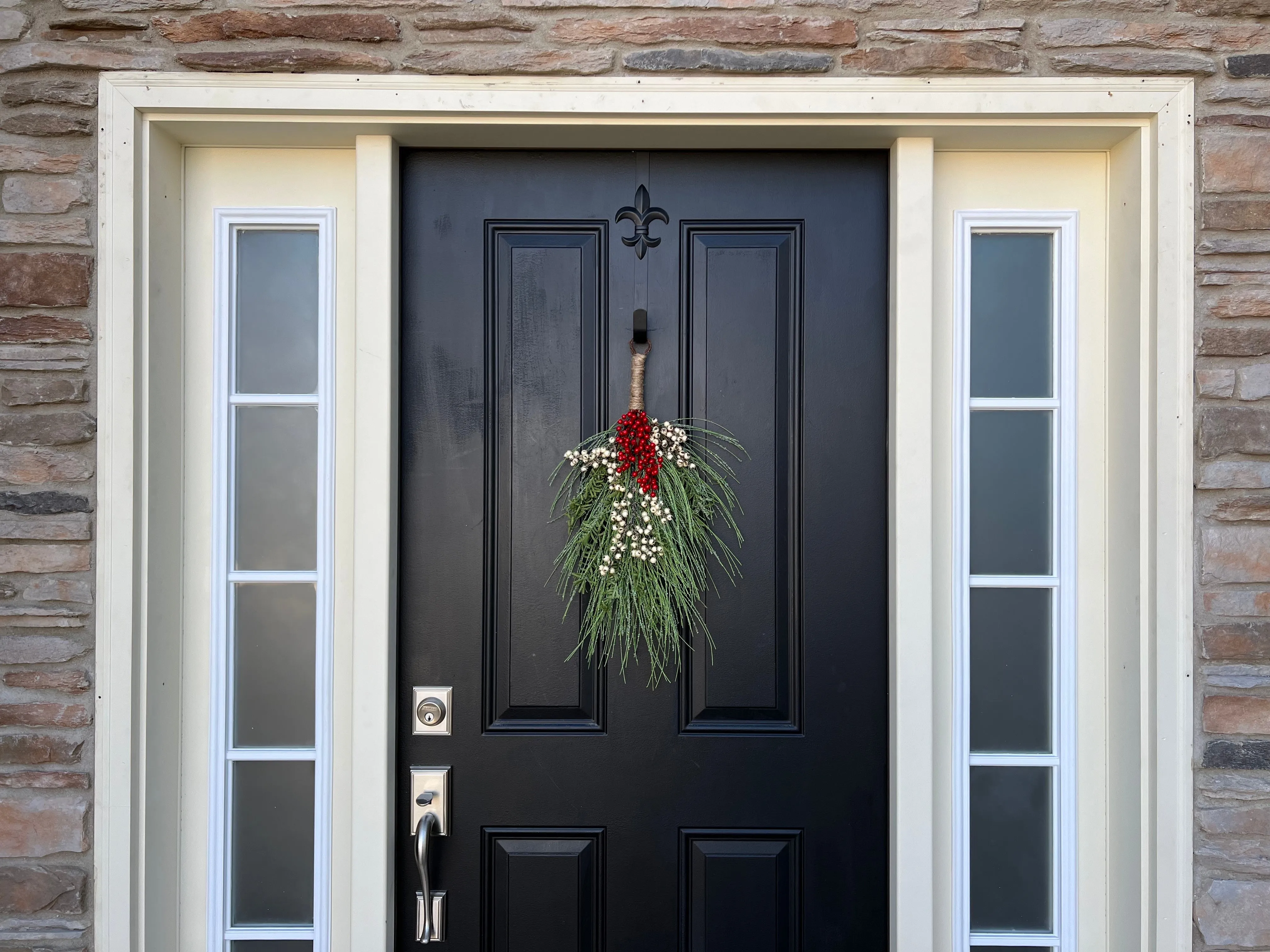 Red and White Berry Cascade Door Swag for Christmas