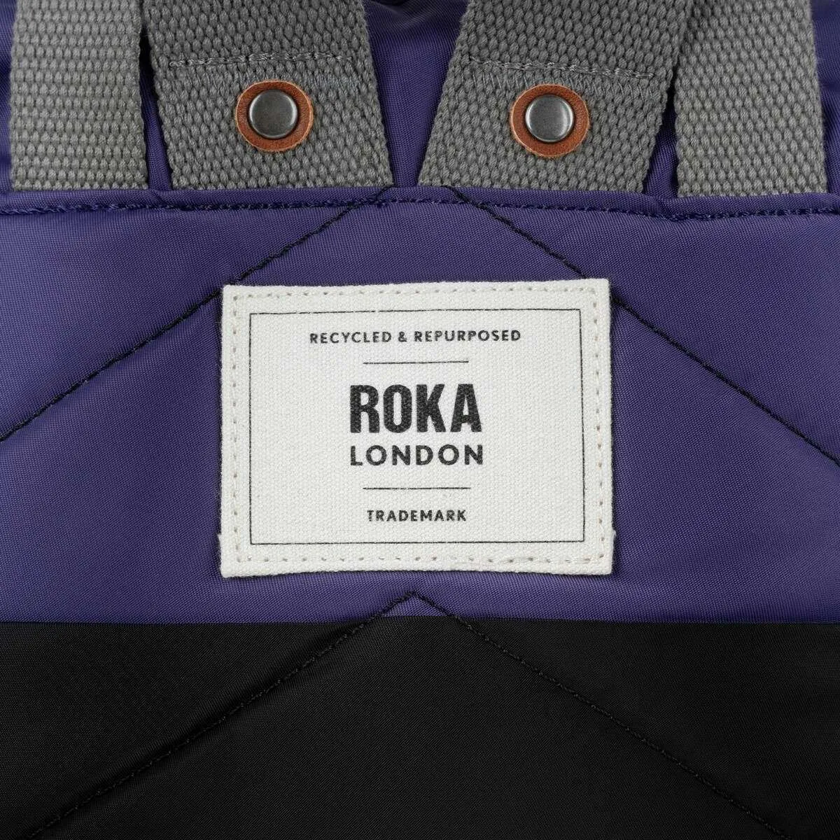 Roka Bantry B Small Creative Waste Two Tone Recycled Nylon Backpack - Black/Mulberry Purple