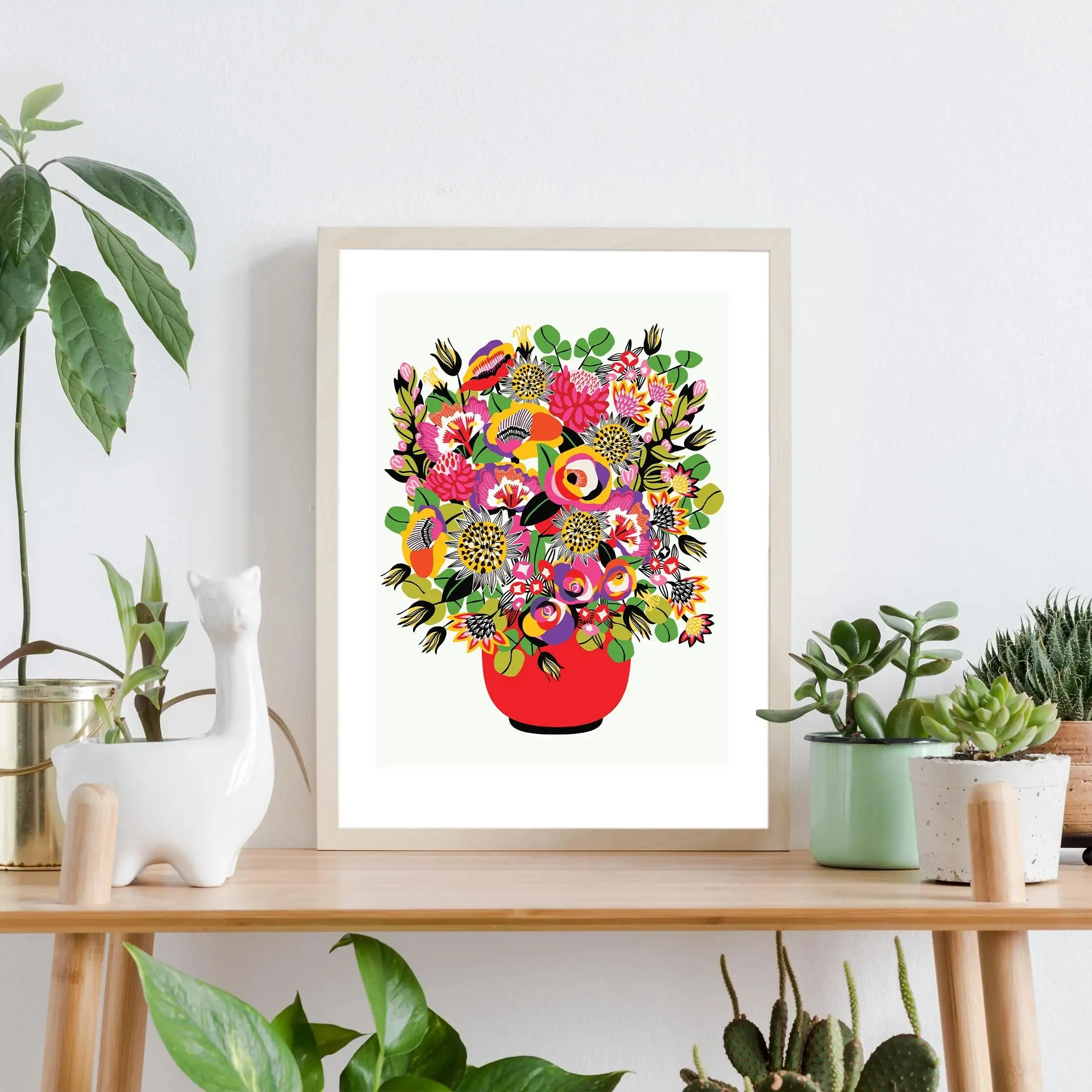 Roses and Lilies In Vase Modern Wall Art Print