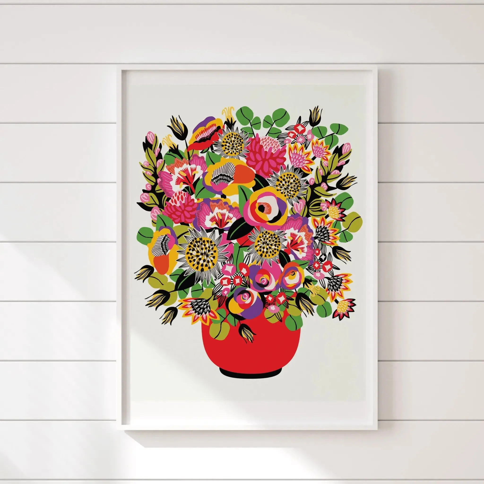 Roses and Lilies In Vase Modern Wall Art Print