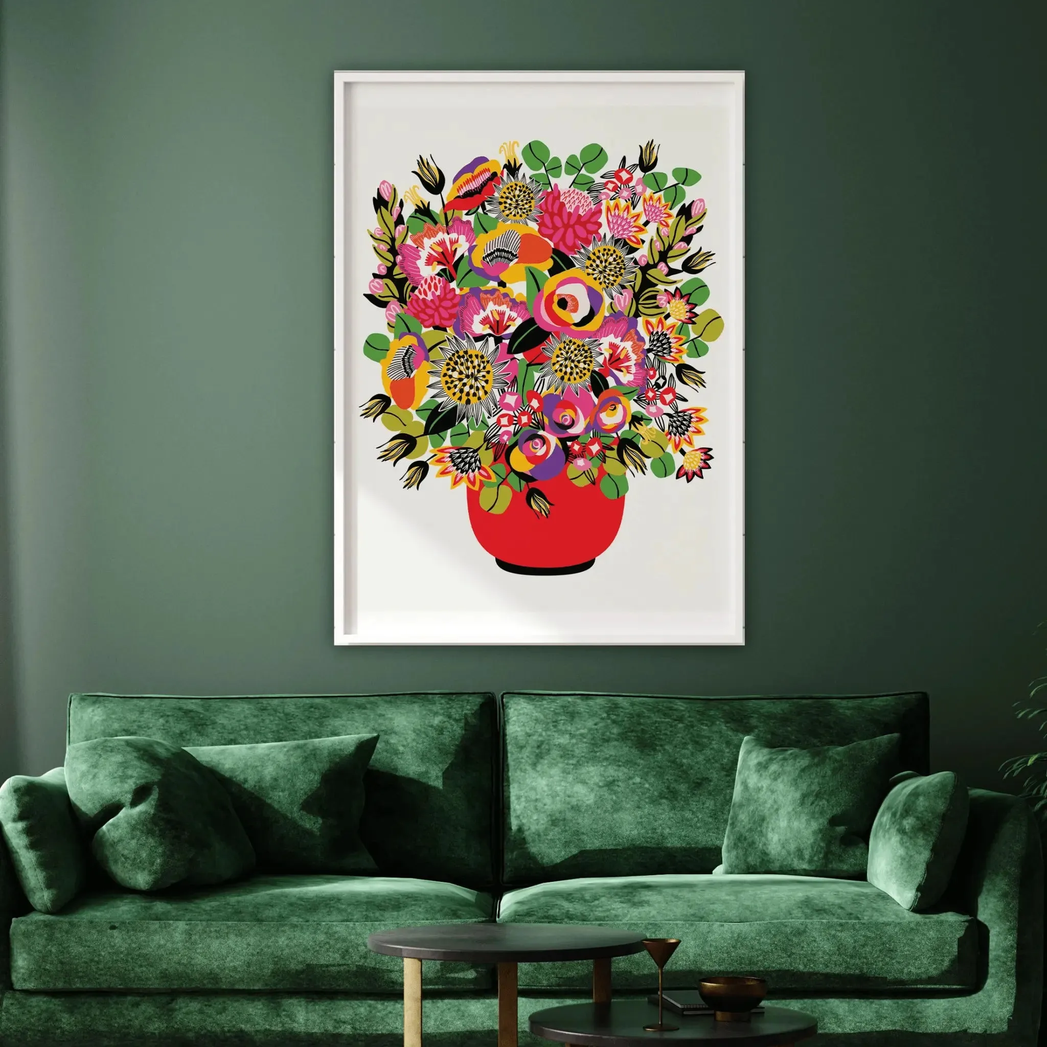 Roses and Lilies In Vase Modern Wall Art Print