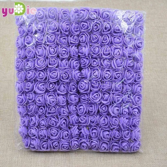 Sale!! 2cm head Multicolor PE Rose Foam Mini Flower Bouquet Solid Color/Scrapbooking Artificial foam Rose Flowers(144pcs/lot)