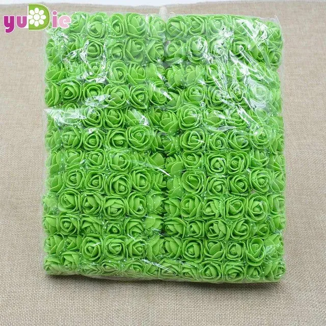 Sale!! 2cm head Multicolor PE Rose Foam Mini Flower Bouquet Solid Color/Scrapbooking Artificial foam Rose Flowers(144pcs/lot)