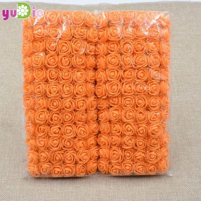 Sale!! 2cm head Multicolor PE Rose Foam Mini Flower Bouquet Solid Color/Scrapbooking Artificial foam Rose Flowers(144pcs/lot)