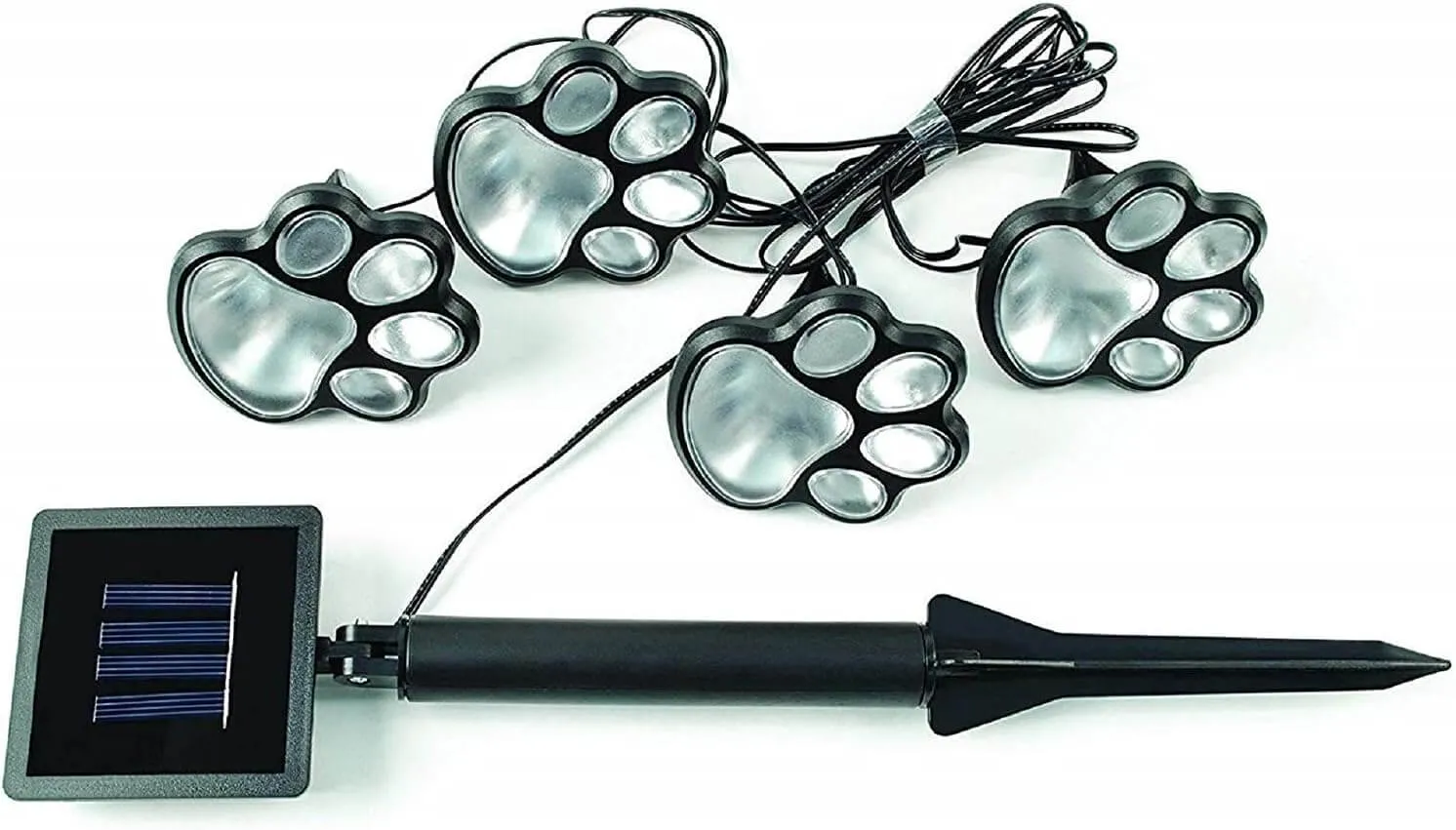 Set of 4 LED Paw Print Solar Power Outdoor Garden Lights