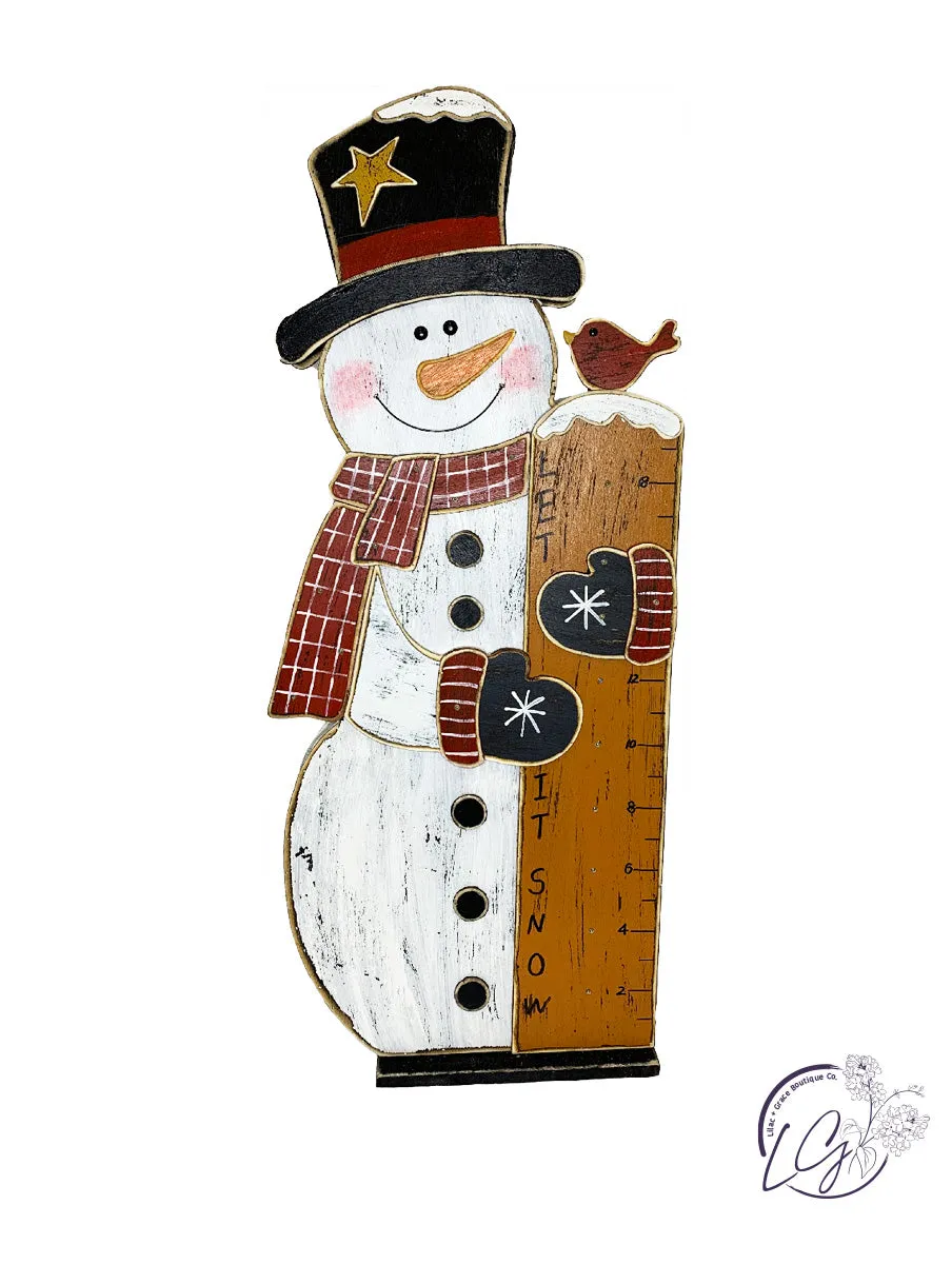 Snow Ruler Wood Snowman W/Lights