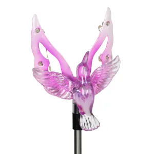 Solar Acrylic and Metal Purple Hummingbird Garden Stake with Twelve LED Lights, 4 by 34 Inches