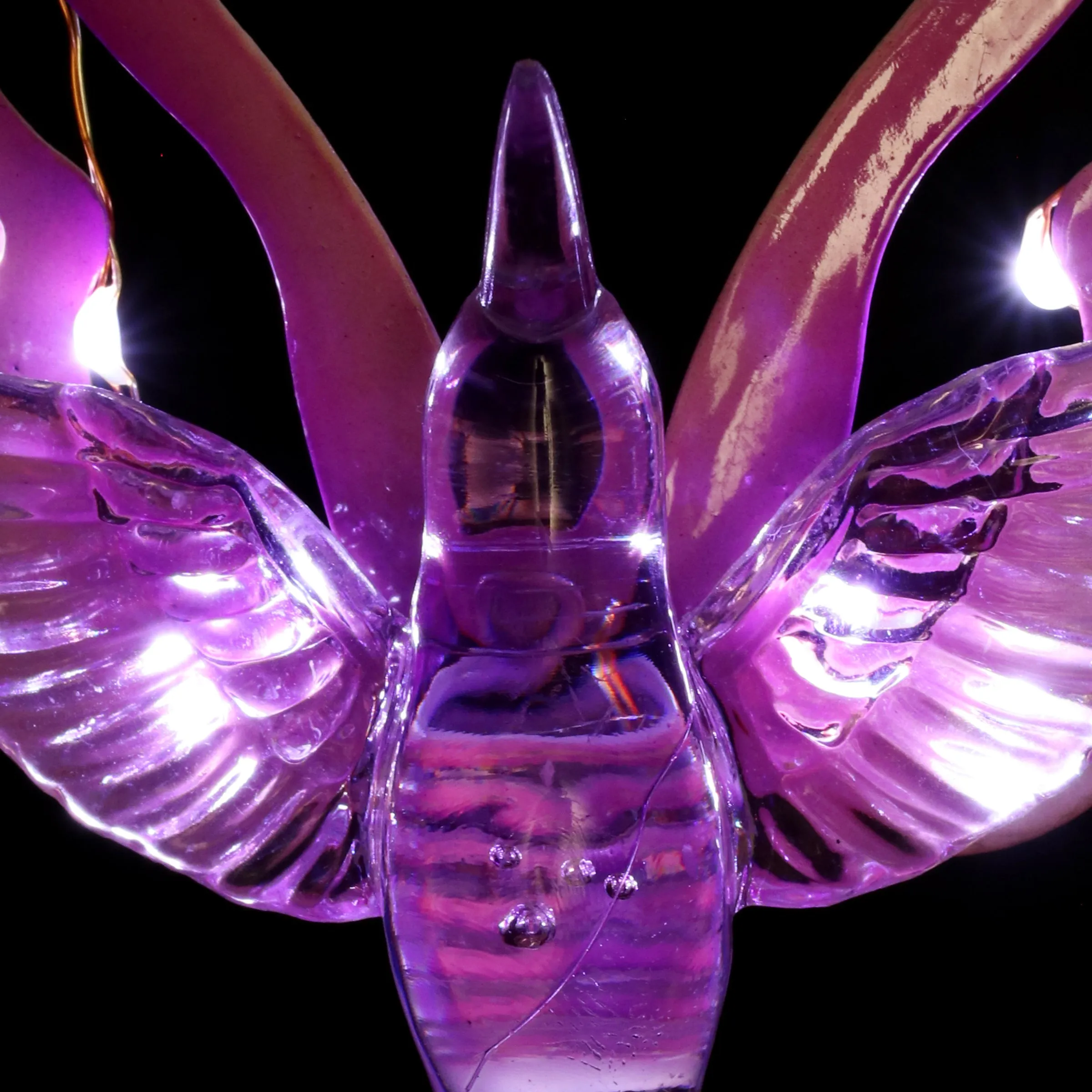 Solar Acrylic and Metal Purple Hummingbird Garden Stake with Twelve LED Lights, 4 by 34 Inches