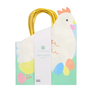 Spring Bunny Hen Shaped Paper Gift Bags - 6 Pack