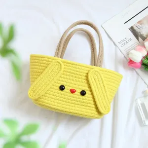 Super Cute Basket Woven With Cotton Rope (Yellow)