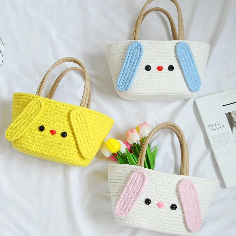 Super Cute Basket Woven With Cotton Rope (Yellow)