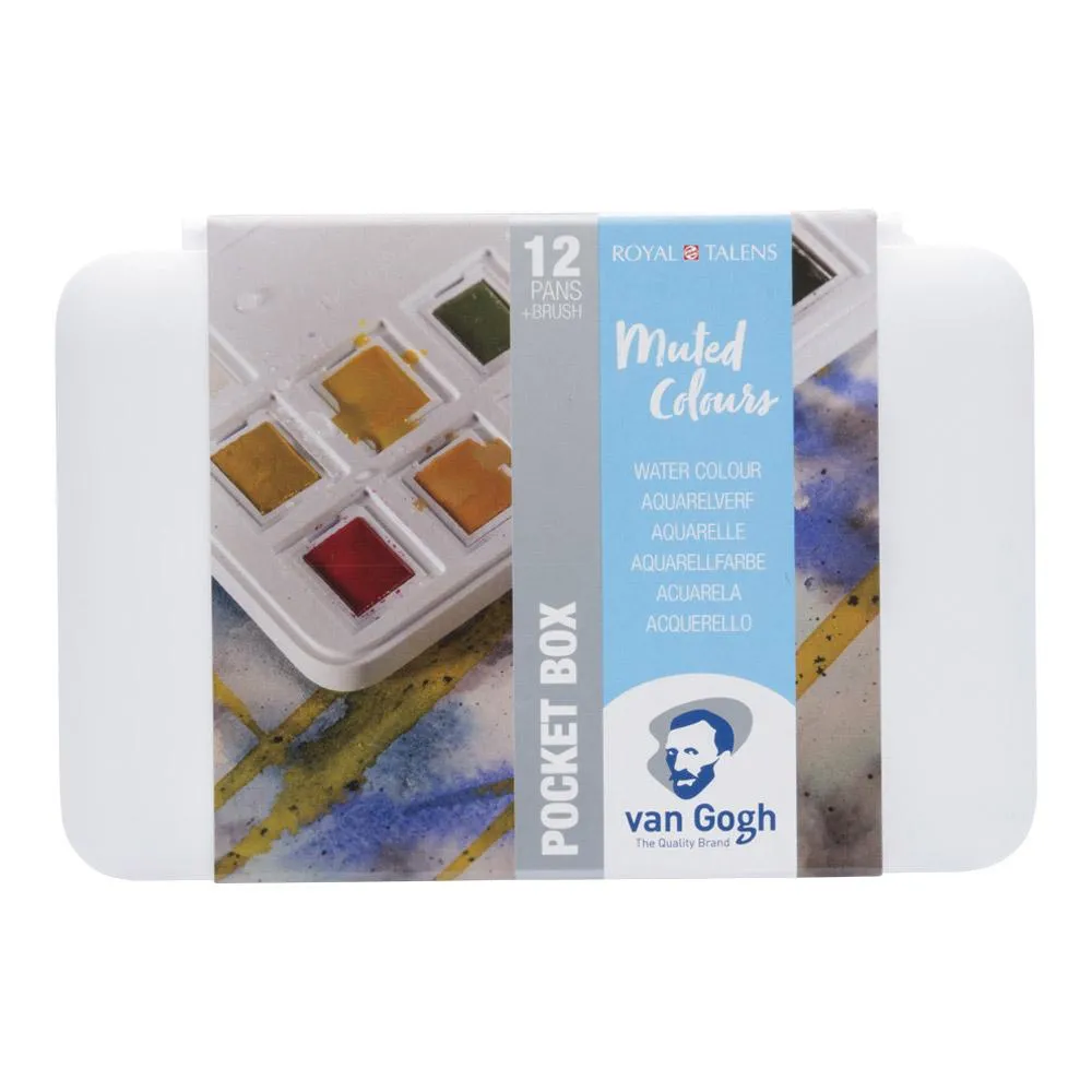 Talens - Van Gogh Watercolour half pan - Watercolour Pocket box 12 Half Pan Muted Colour Set*