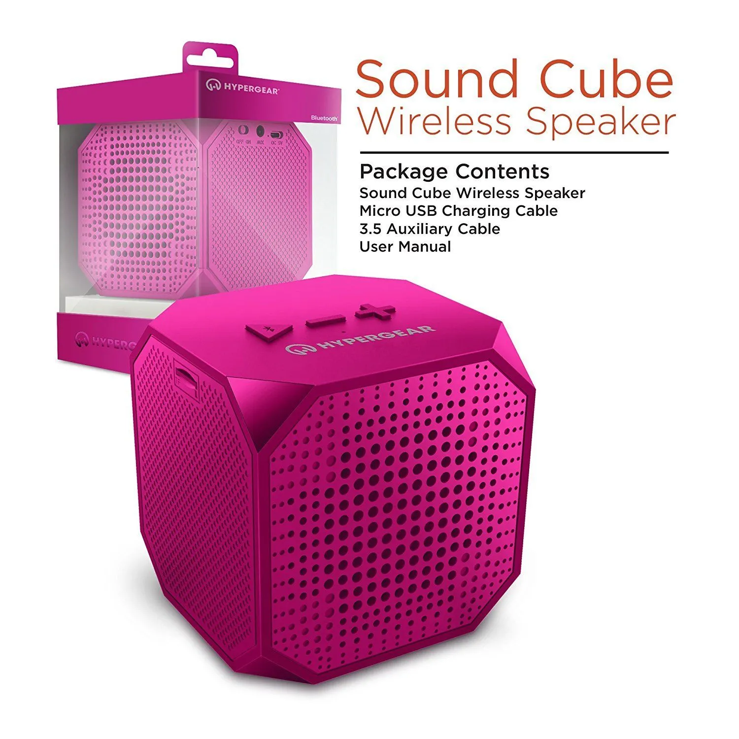 UNIVERSAL PINK CUBE WIRELESS PORTABLE BLUETOOTH SPEAKER