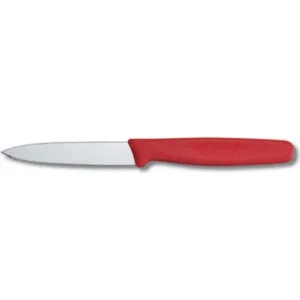 VICTORINOX PARING KNIFE, POINTED TIP, RED - 8 CM