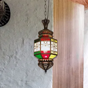 Vintage Bronze 1-Light Hanging Ceiling Pendant with Lantern Metal Shade