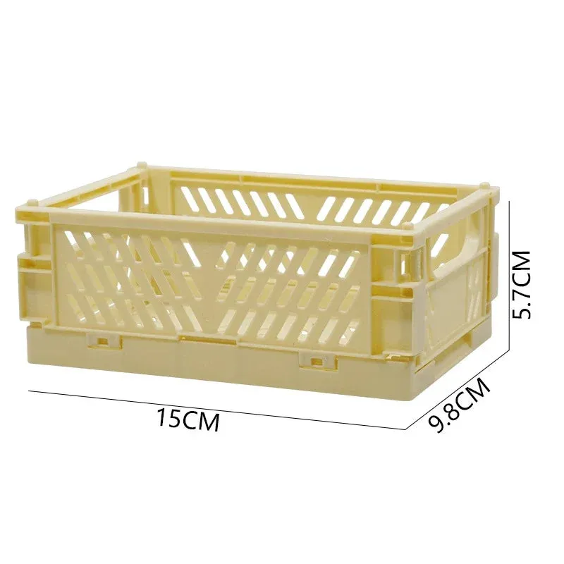 Yeknu Plastic Foldable Storage Crate Folding Box Basket Stackable Cute Makeup Jewellery Toys Boxes for Storage Box Organizer Portable