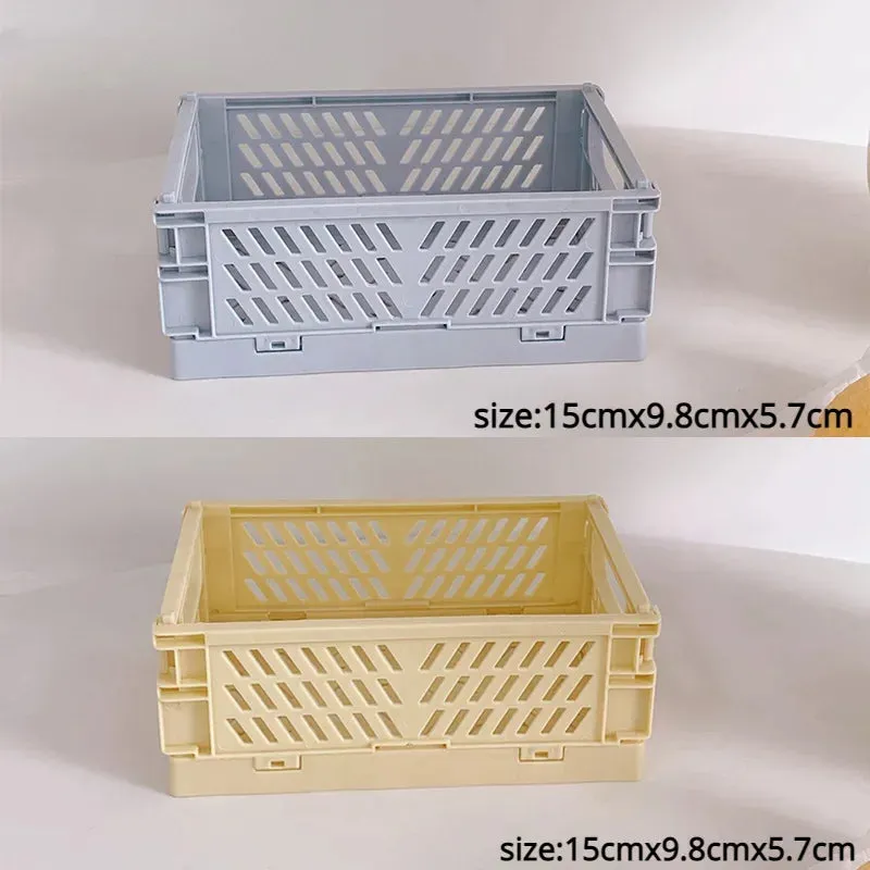 Yeknu Plastic Foldable Storage Crate Folding Box Basket Stackable Cute Makeup Jewellery Toys Boxes for Storage Box Organizer Portable