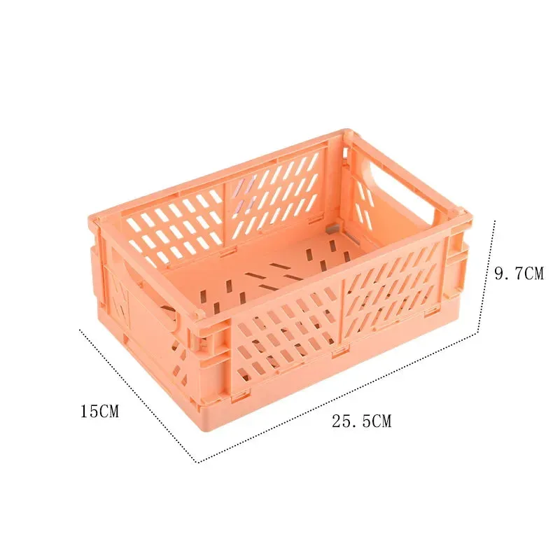 Yeknu Plastic Foldable Storage Crate Folding Box Basket Stackable Cute Makeup Jewellery Toys Boxes for Storage Box Organizer Portable