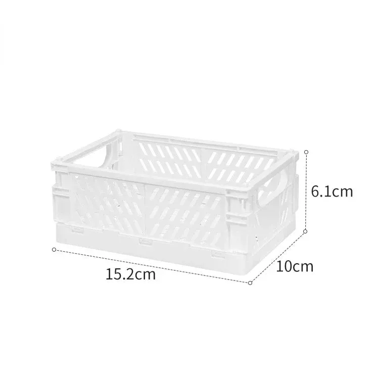 Yeknu Plastic Foldable Storage Crate Folding Box Basket Stackable Cute Makeup Jewellery Toys Boxes for Storage Box Organizer Portable