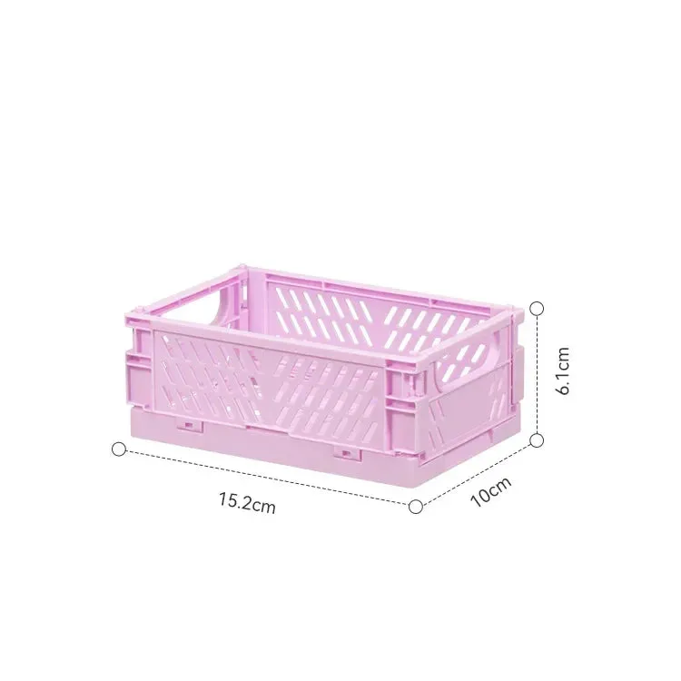 Yeknu Plastic Foldable Storage Crate Folding Box Basket Stackable Cute Makeup Jewellery Toys Boxes for Storage Box Organizer Portable